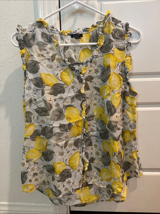 Ann Taylor Tops - Ann Taylor Yellow Lemon Print Ruffle Camisole